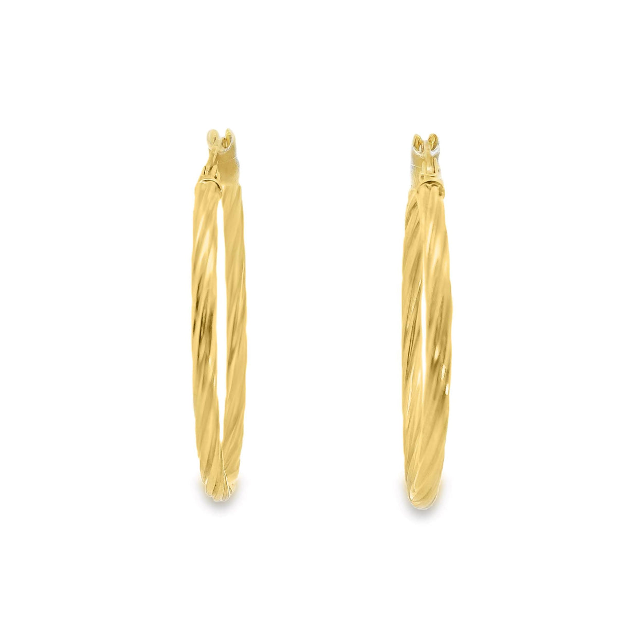 9ct Yellow Gold Italian Twist Hoop Earrings 25mm