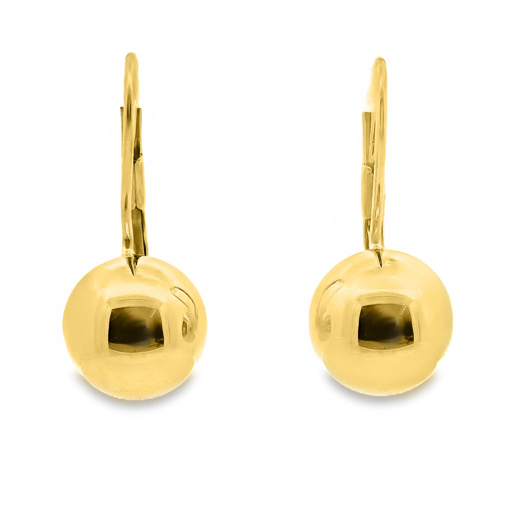 9ct Yellow Gold Continental Clip Ball Drop Earrings