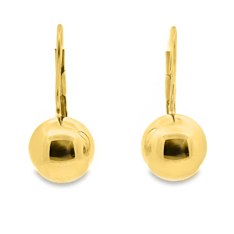 9ct Yellow Gold Continental Clip Ball Drop Earrings