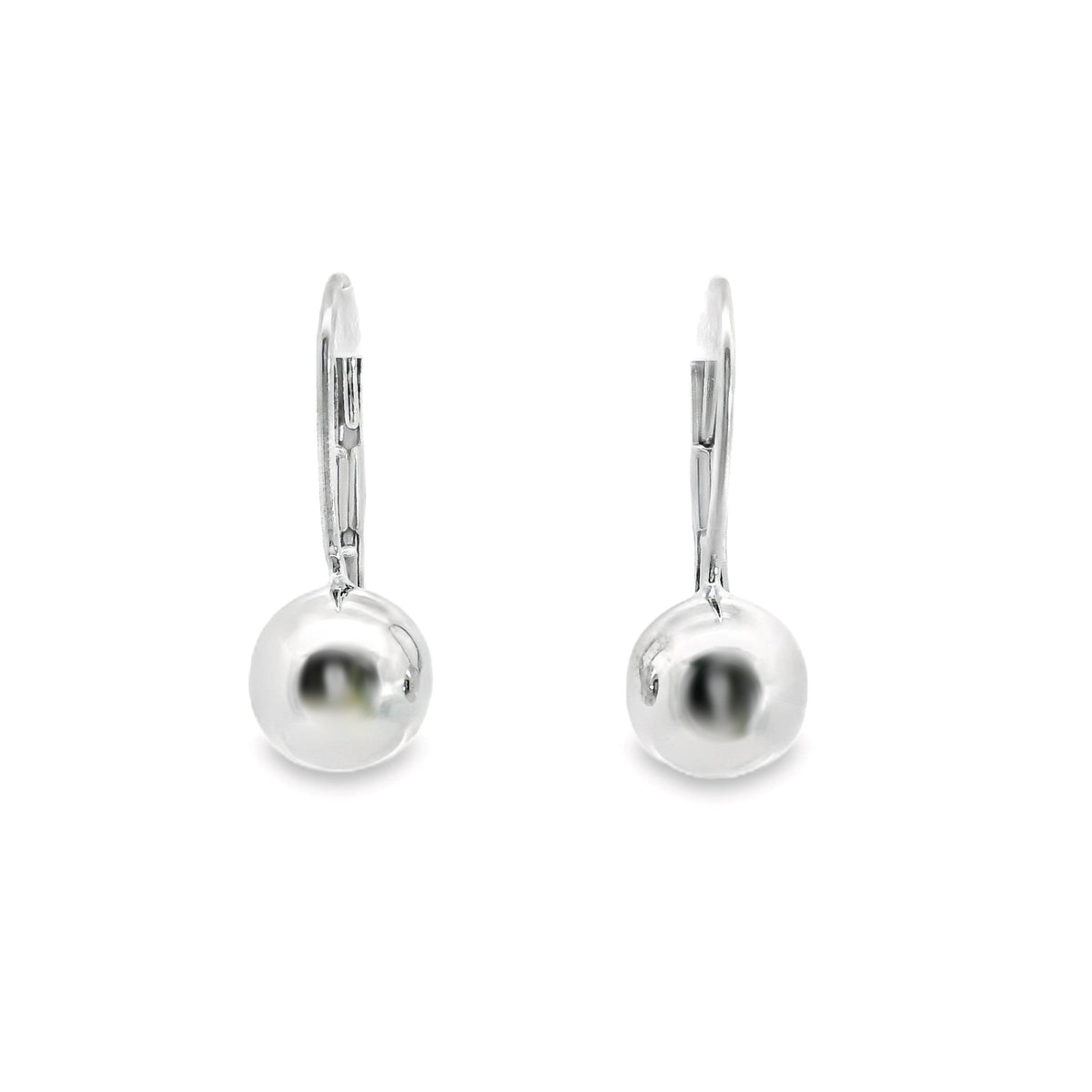9ct White Gold 8mm Ball Continental Hook Earrings