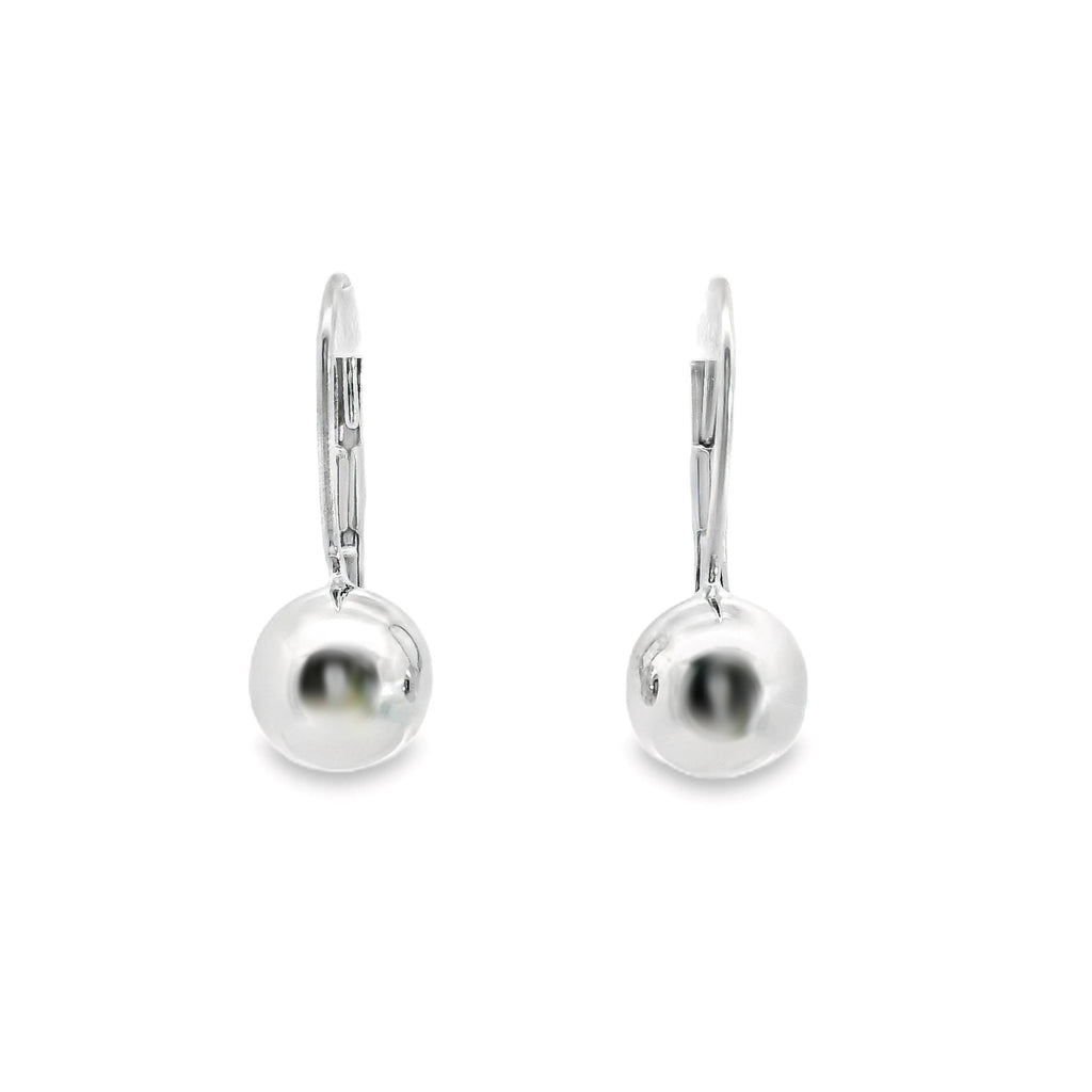 9ct White Gold 8mm Ball Continental Hook Earrings
