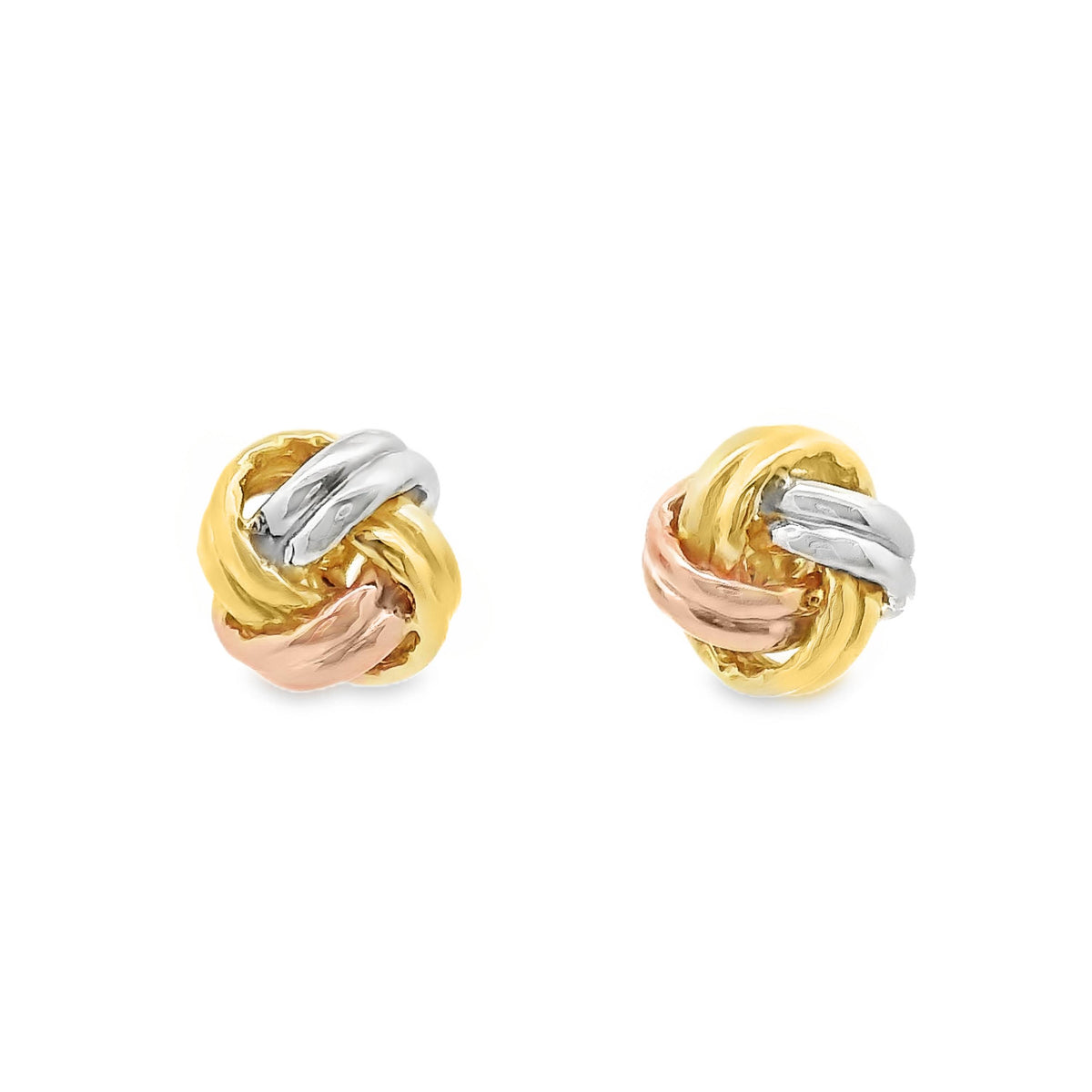 9ct Tri Tone Gold Knot Stud Earrings