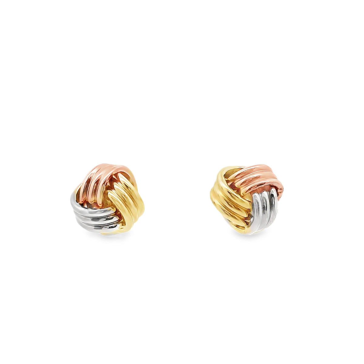 9ct Tri Tone Gold Knot Stud Earrings