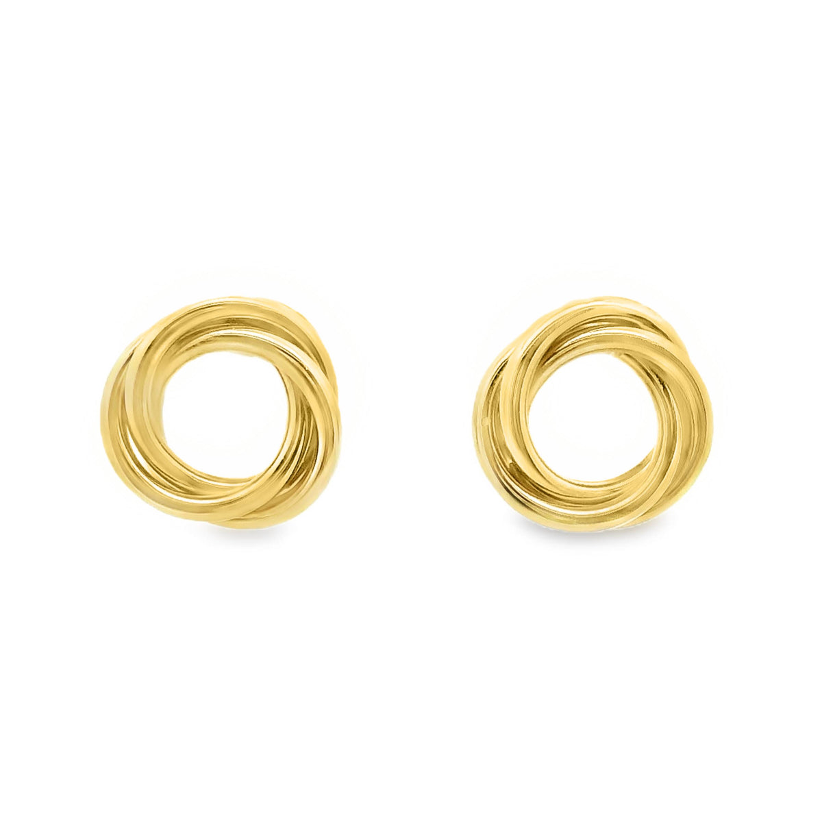9ct Yellow Gold Double Twist Circle Stud Earrings