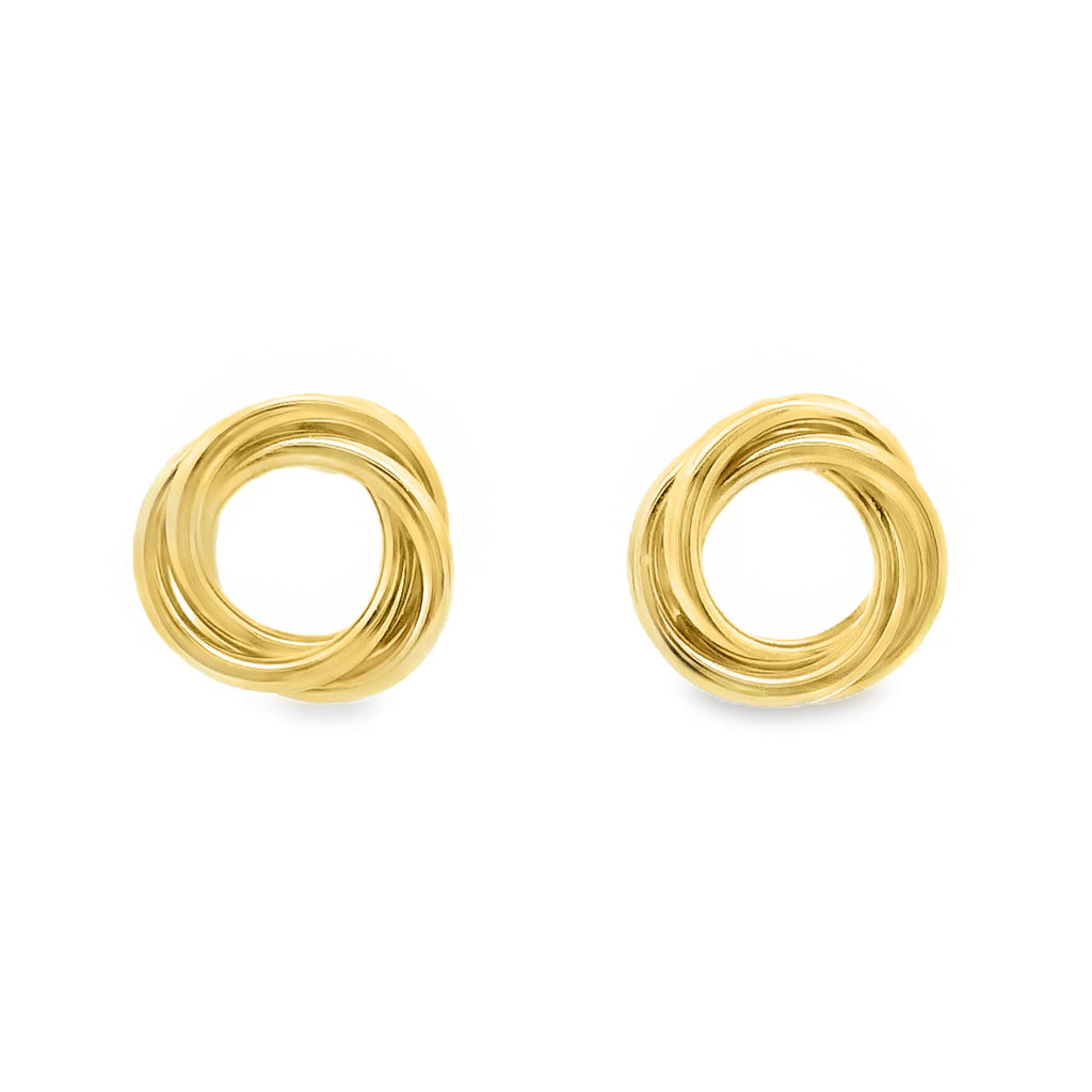 9ct Yellow Gold Double Twist Circle Stud Earrings