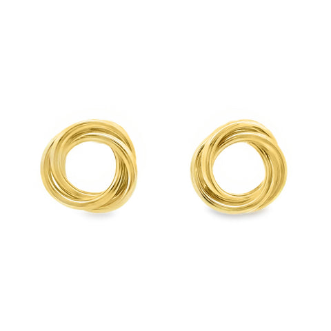 9ct Yellow Gold Double Twist Circle Stud Earrings