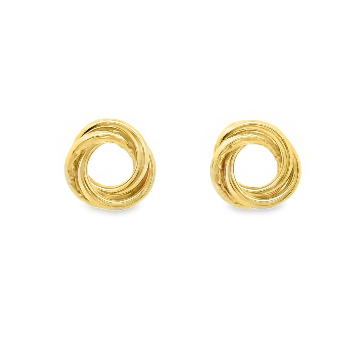 9ct Yellow Gold Double Twist Circle Stud Earrings
