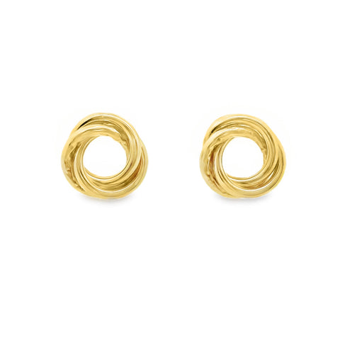 9ct Yellow Gold Double Twist Circle Stud Earrings