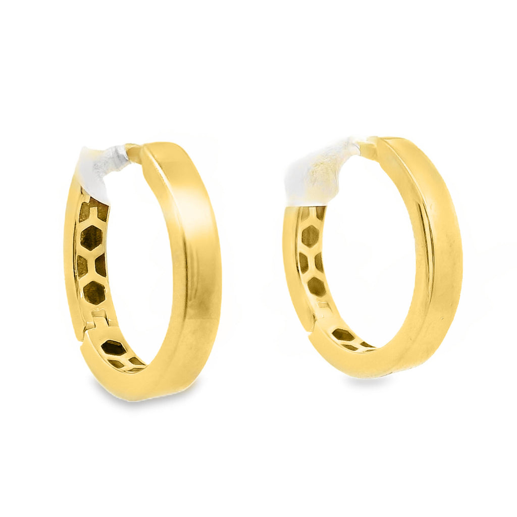 9ct Yellow Gold Square Edge Huggie Hoop Earrings