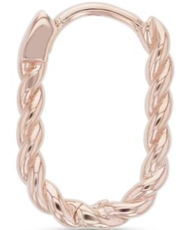 9ct Rose Gold Twist Tube Paperclip Huggie Earrings