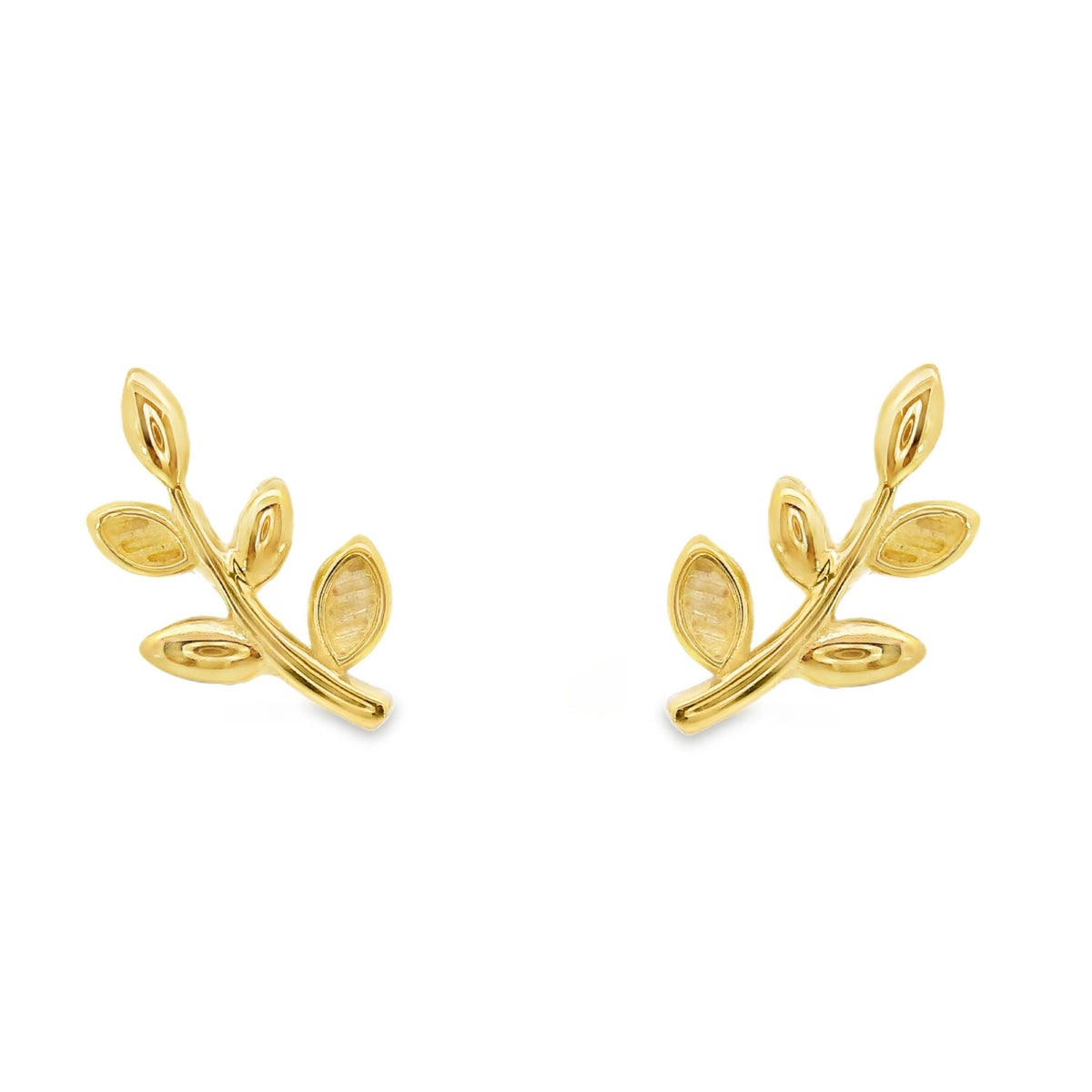 9ct Yellow Gold Leaf Stud Earrings