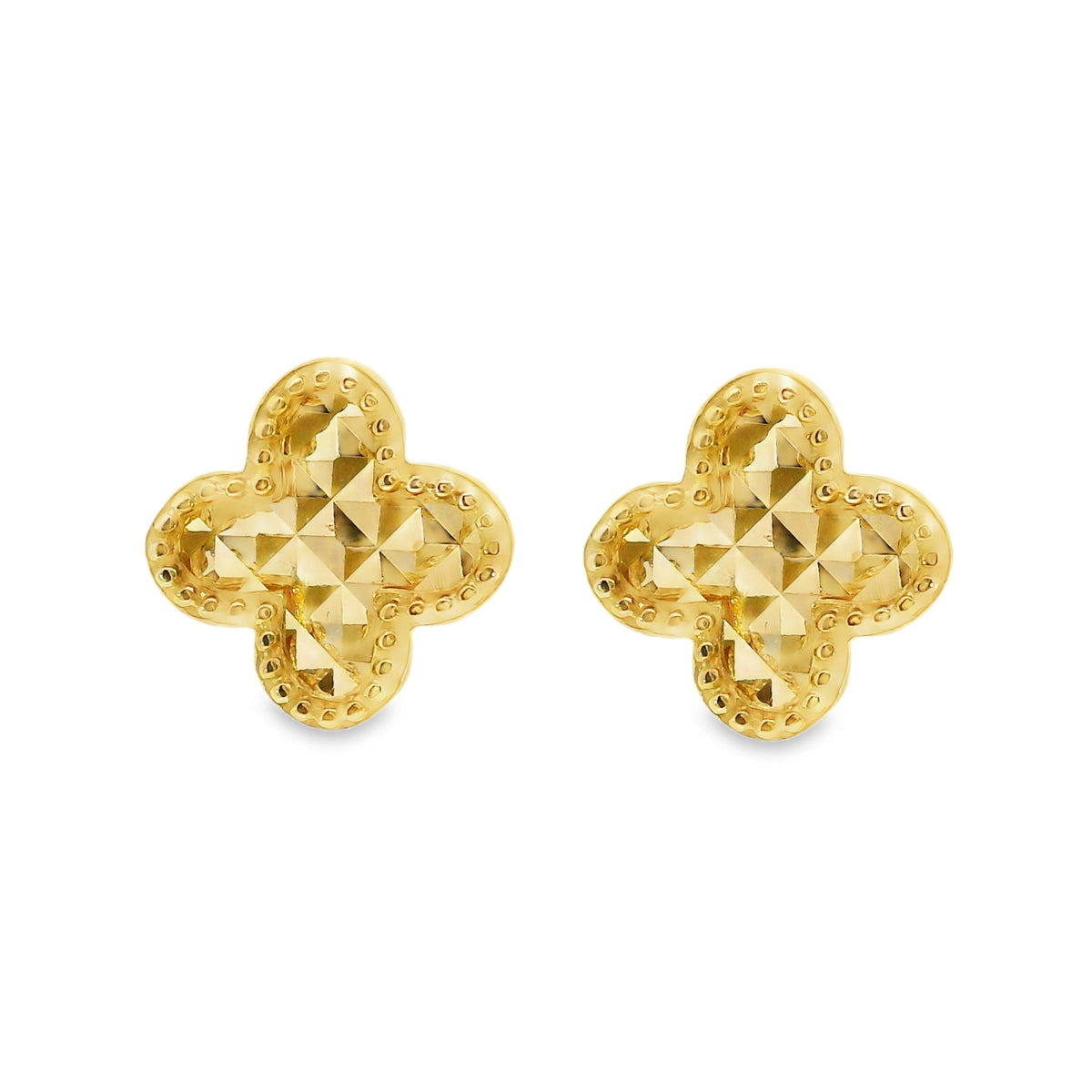 9ct Yellow Gold Clover Stud Earrings