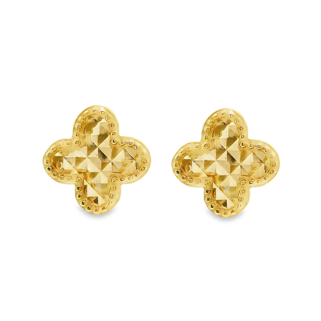 9ct Yellow Gold Clover Stud Earrings