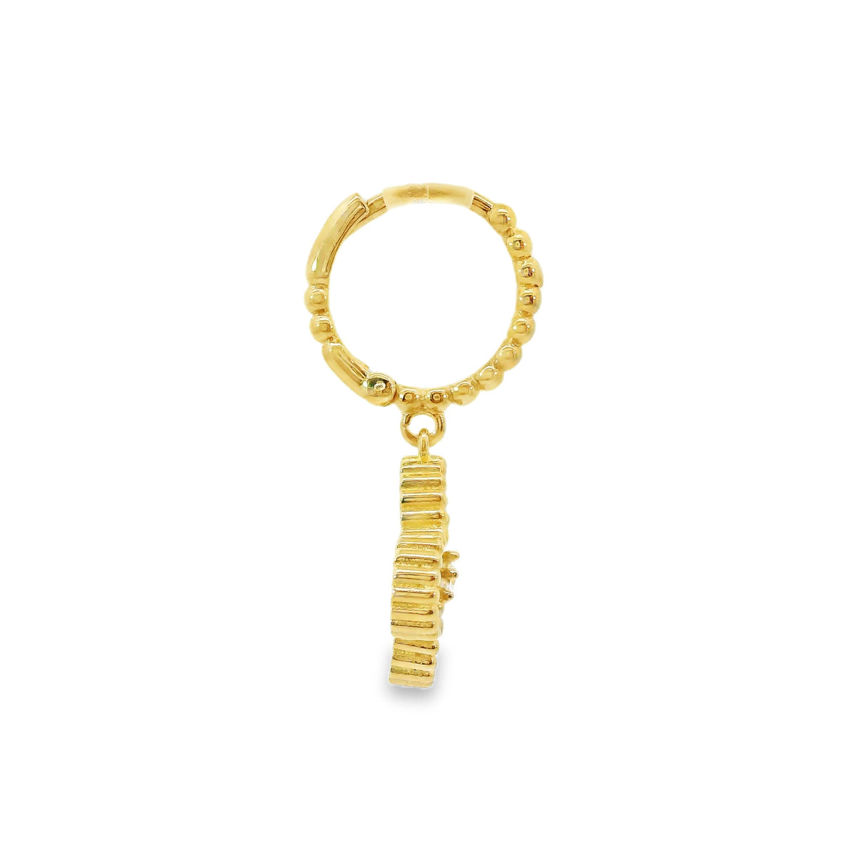 9ct Yellow Gold Clover Drop And Beaded Huggie Earrings