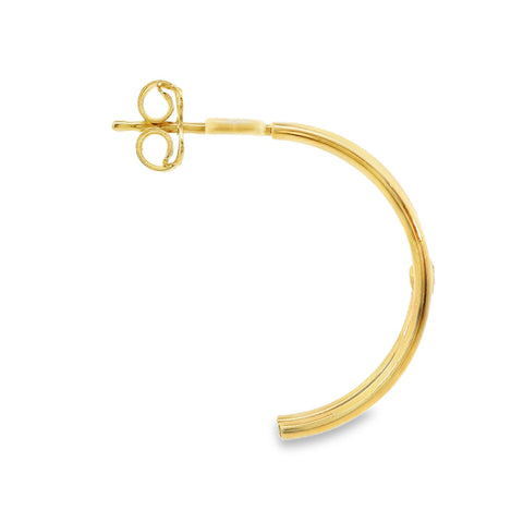 9ct Yellow Gold Half Hoop Earrings With Bezel Set CZ