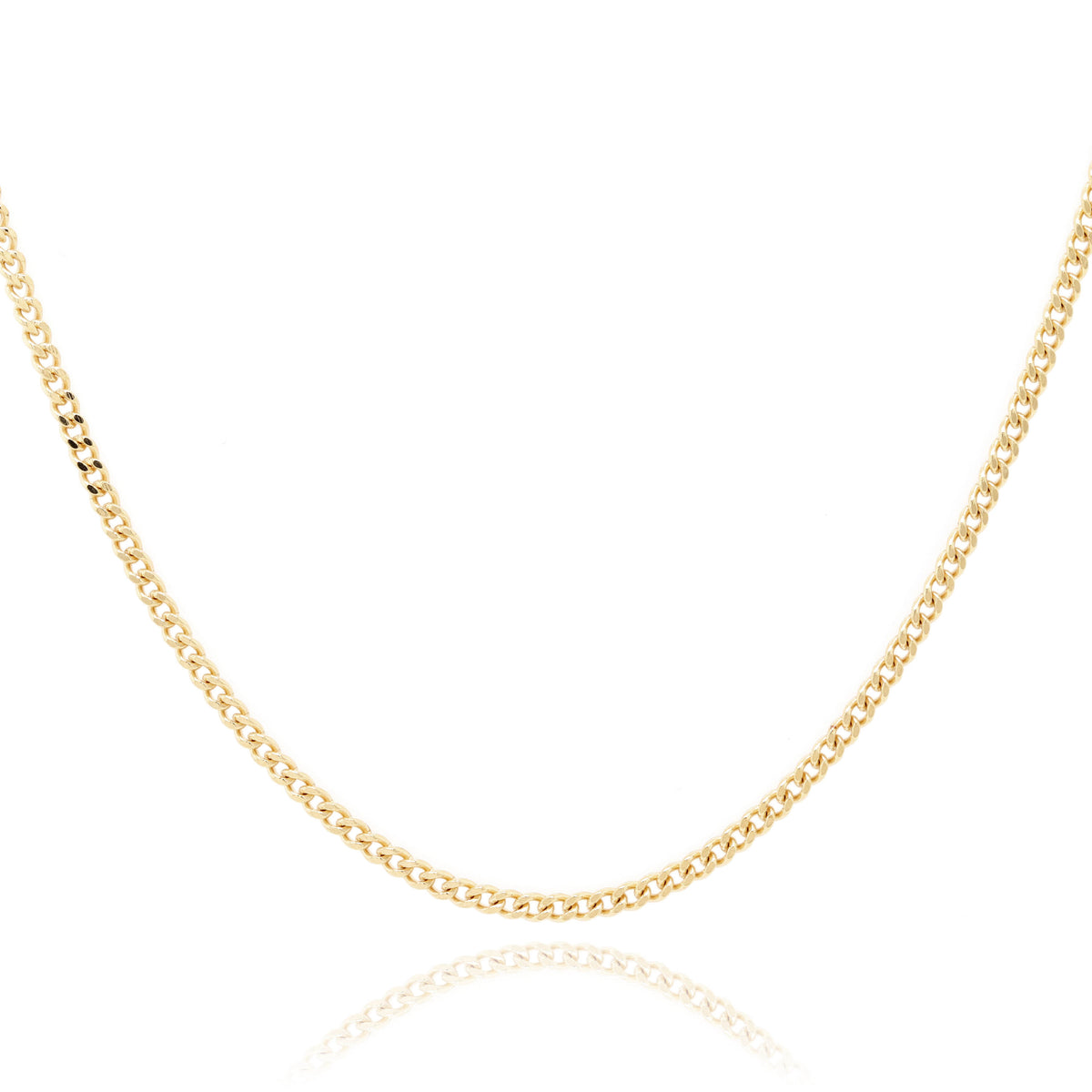 9ct Yellow Gold Diamond Cut Curb Chain 1.0mm X 50cm