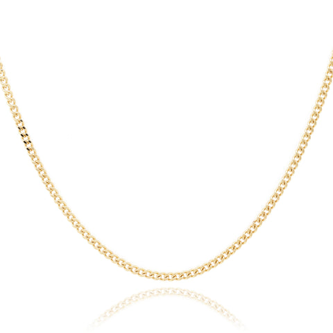 9ct Yellow Gold Diamond Cut Curb Chain 1.0mm X 50cm