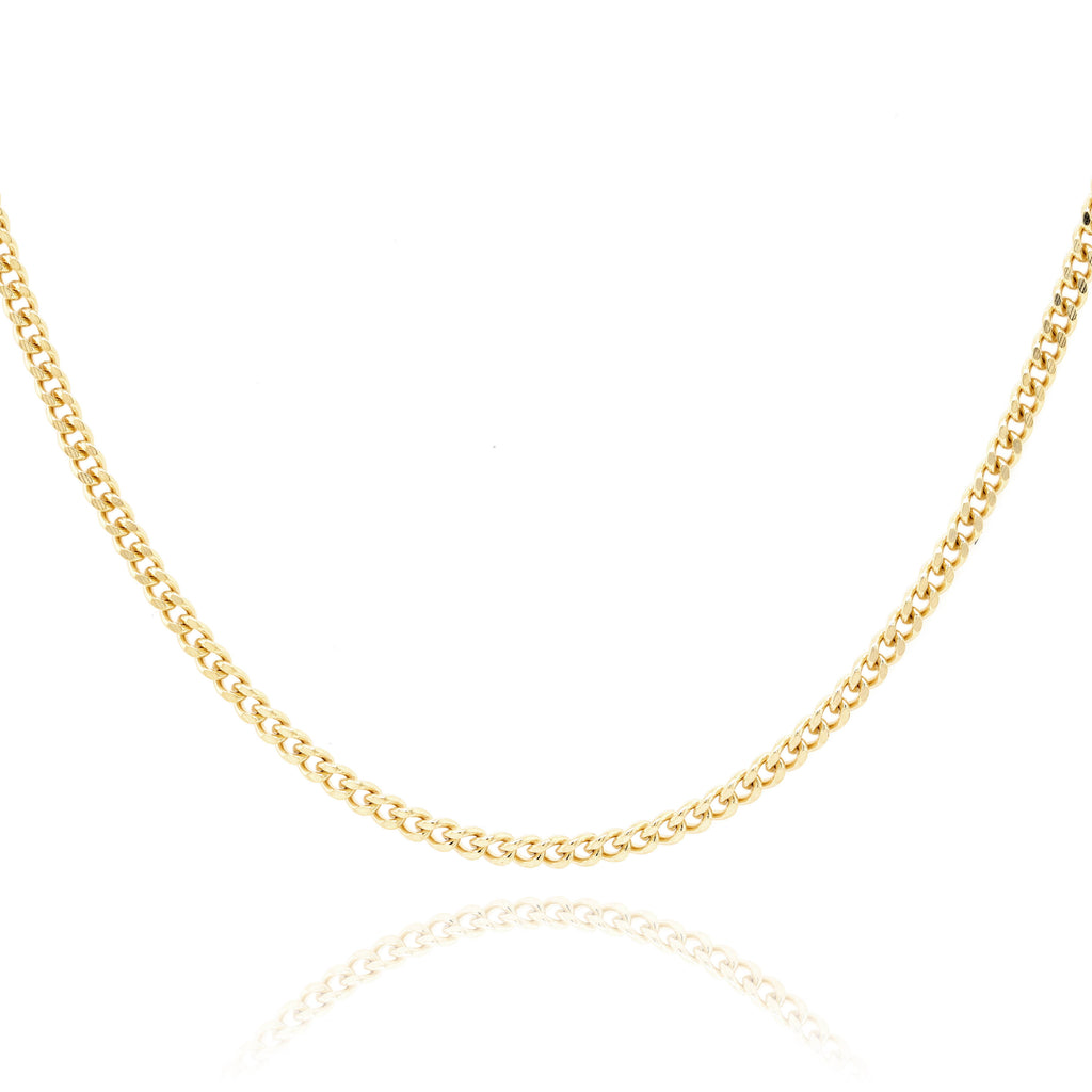 9ct Yellow Gold Diamond Cut Curb Chain 1.3mm X 50cm