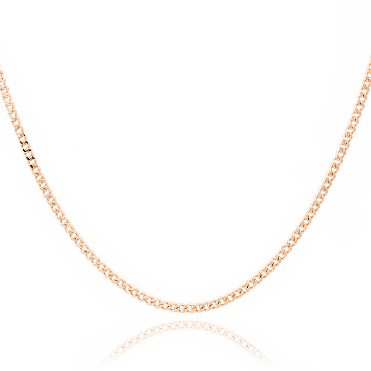 9ct Rose Gold Diamond Cut Curb Link Chain 1.0mm X 40cm