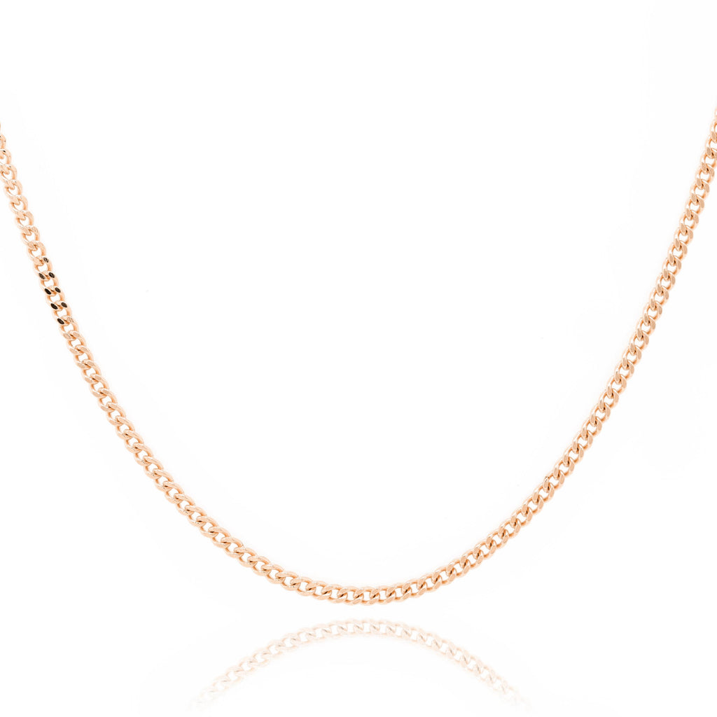 9ct Rose Gold Diamond Cut Curb Link Chain 1.0mm X 40cm