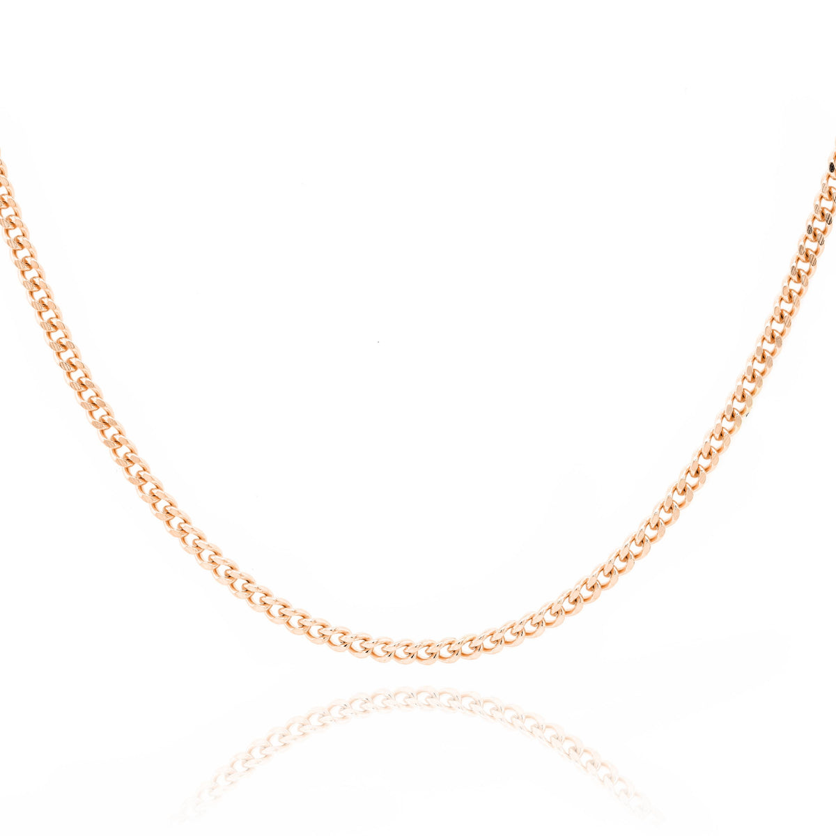 9ct Rose Gold Diamond Cut Curb Link Chain 1.2mm X 50cm