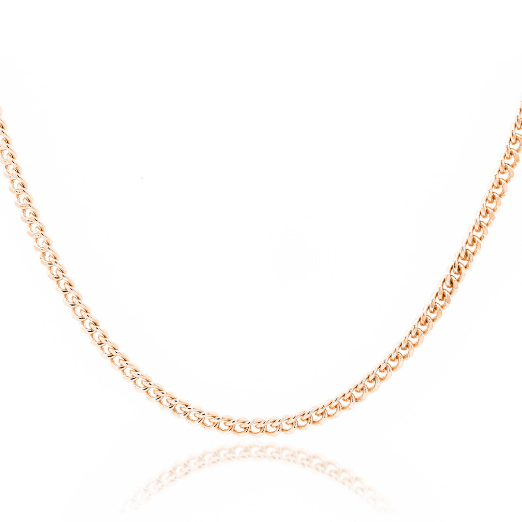 9ct Rose Gold Diamond Cut Curb Chain 1.4mm X 50cm