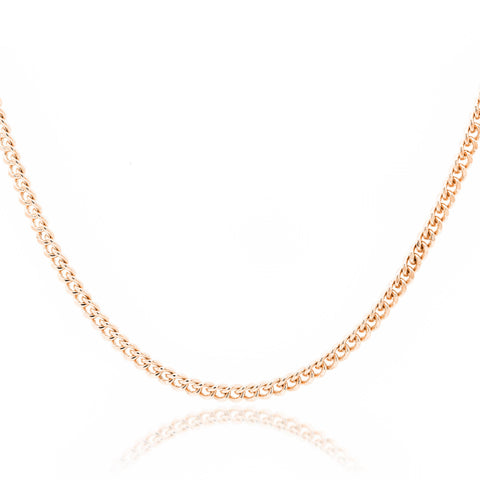 9ct Rose Gold Diamond Cut Curb Chain 1.4mm X 50cm