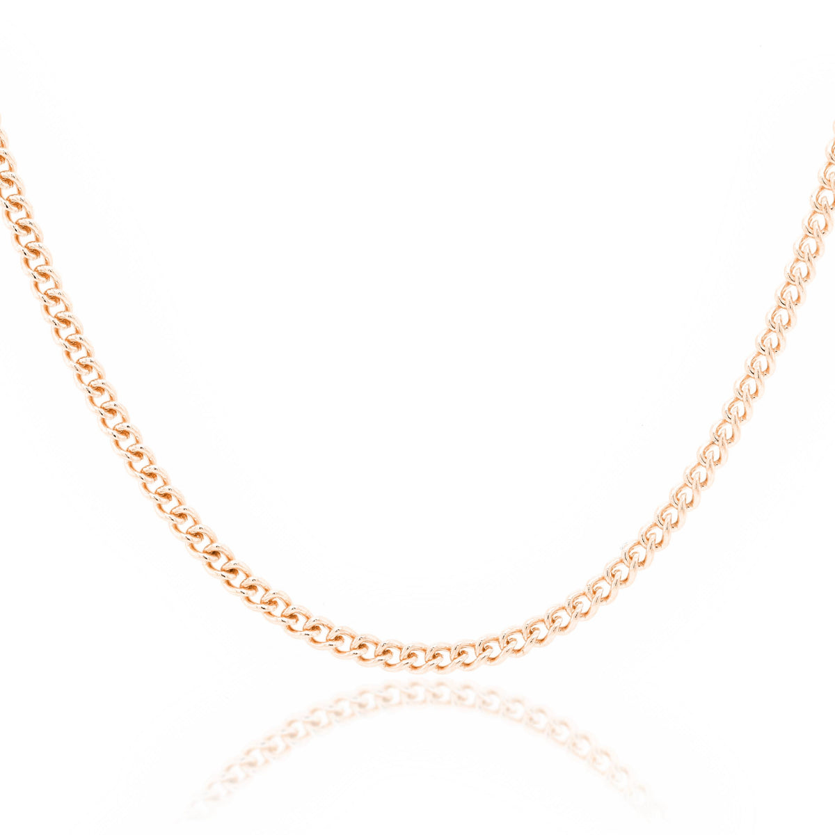 9ct Rose Gold Round Curb Link Chain 1.4mm X 45cm