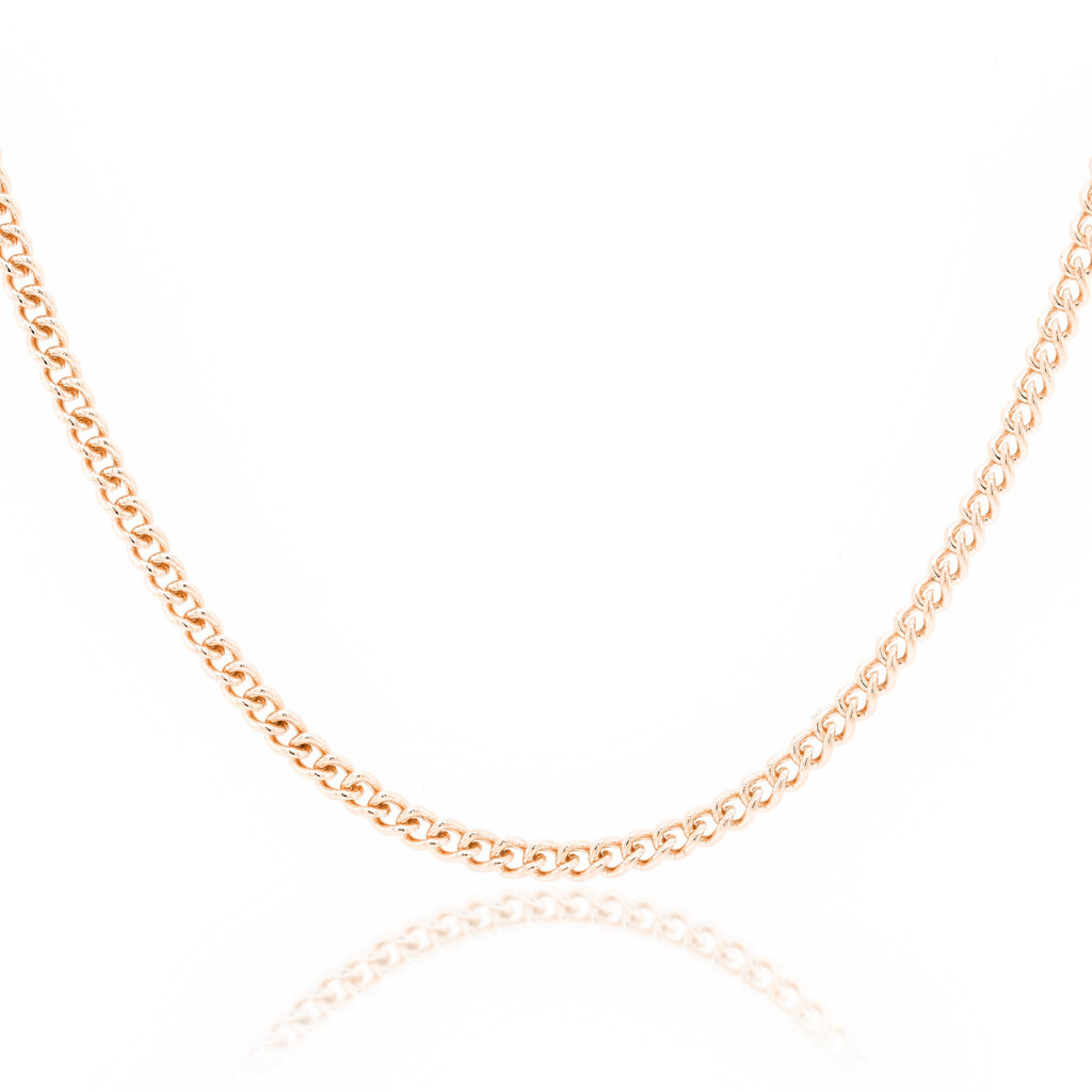 9ct Rose Gold Round Curb Link Chain 1.4mm X 45cm