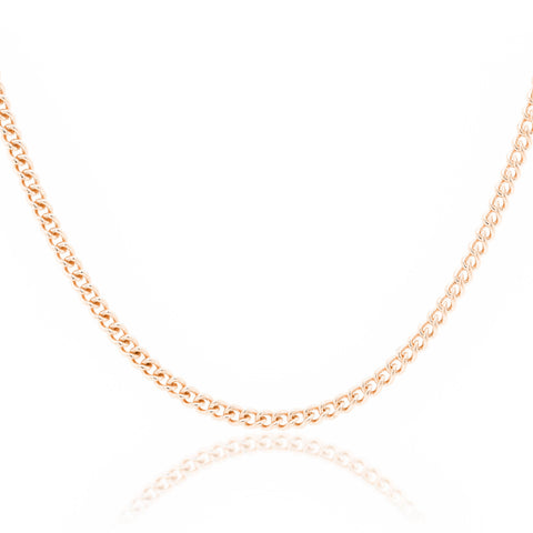 9ct Rose Gold Round Curb Link Chain 1.4mm X 45cm