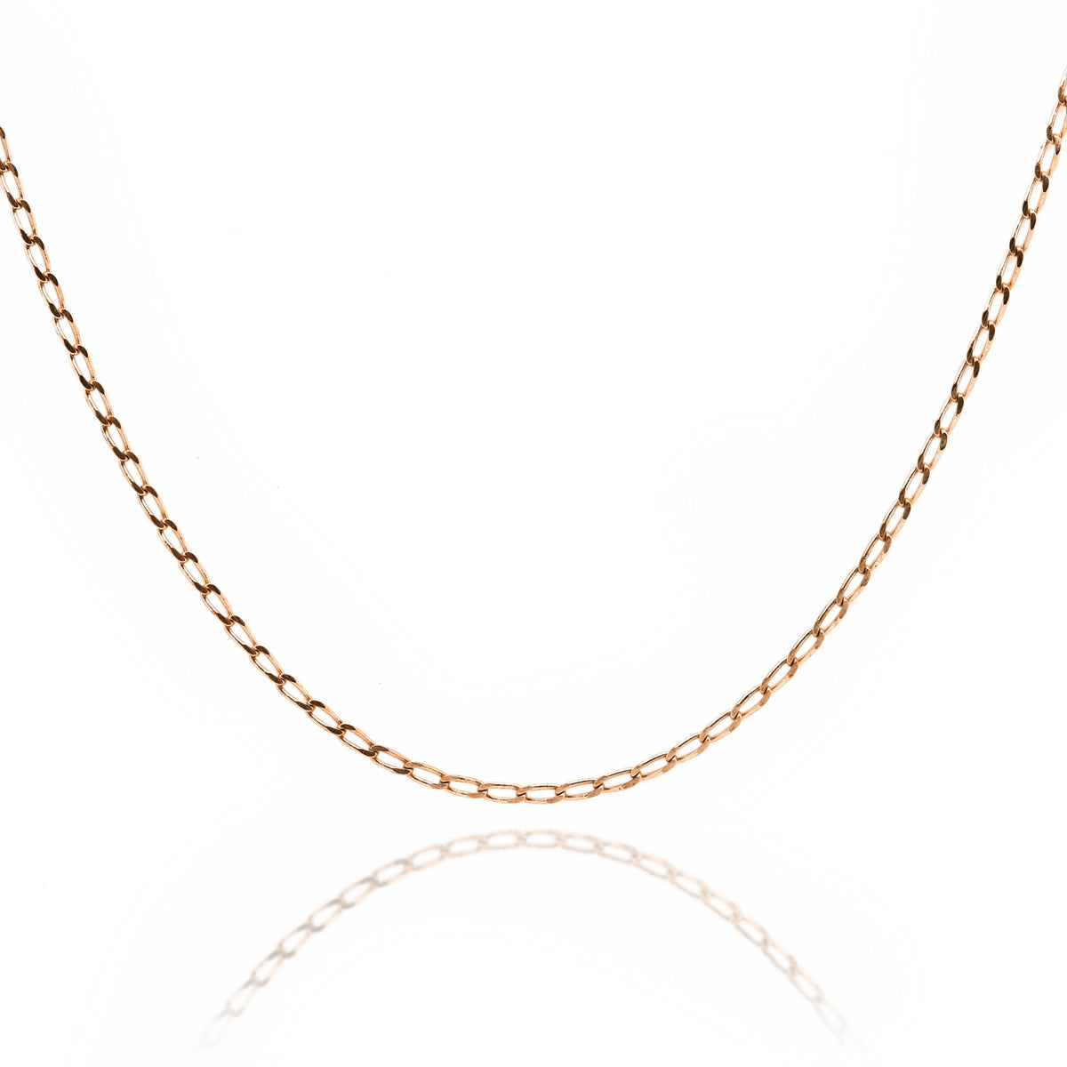 9ct Rose Gold Diamond Cut Long Open Curb Chain 1.4mm 40cm