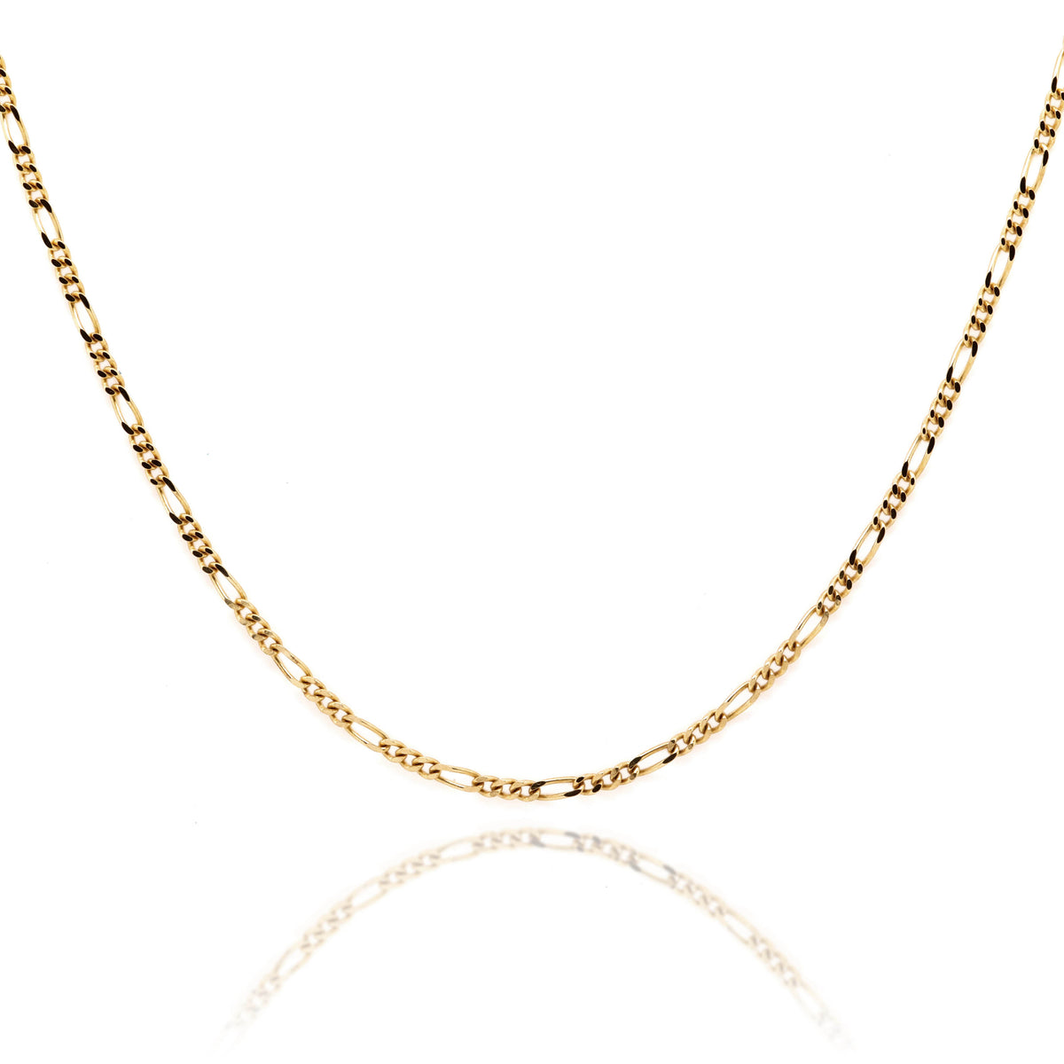 9ct Yellow Gold Diamond Cut 1 + 3 Figaro Chain 1.5mm X 45cm