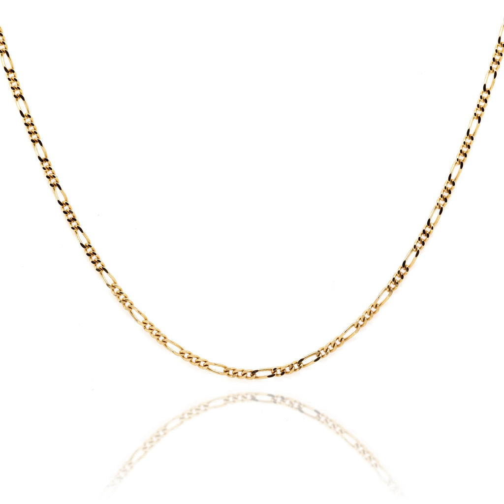 9ct Yellow Gold Diamond Cut 1 + 3 Figaro Chain 1.5mm X 45cm