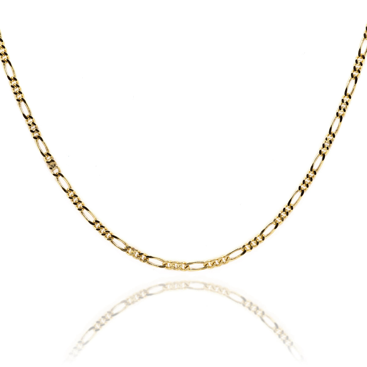 9ct Yellow Gold Diamond Cut 1 + 3 Figaro Chain 1.8mm X 50cm