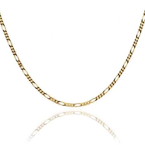 9ct Yellow Gold Diamond Cut 1 + 3 Figaro Chain 1.8mm X 50cm