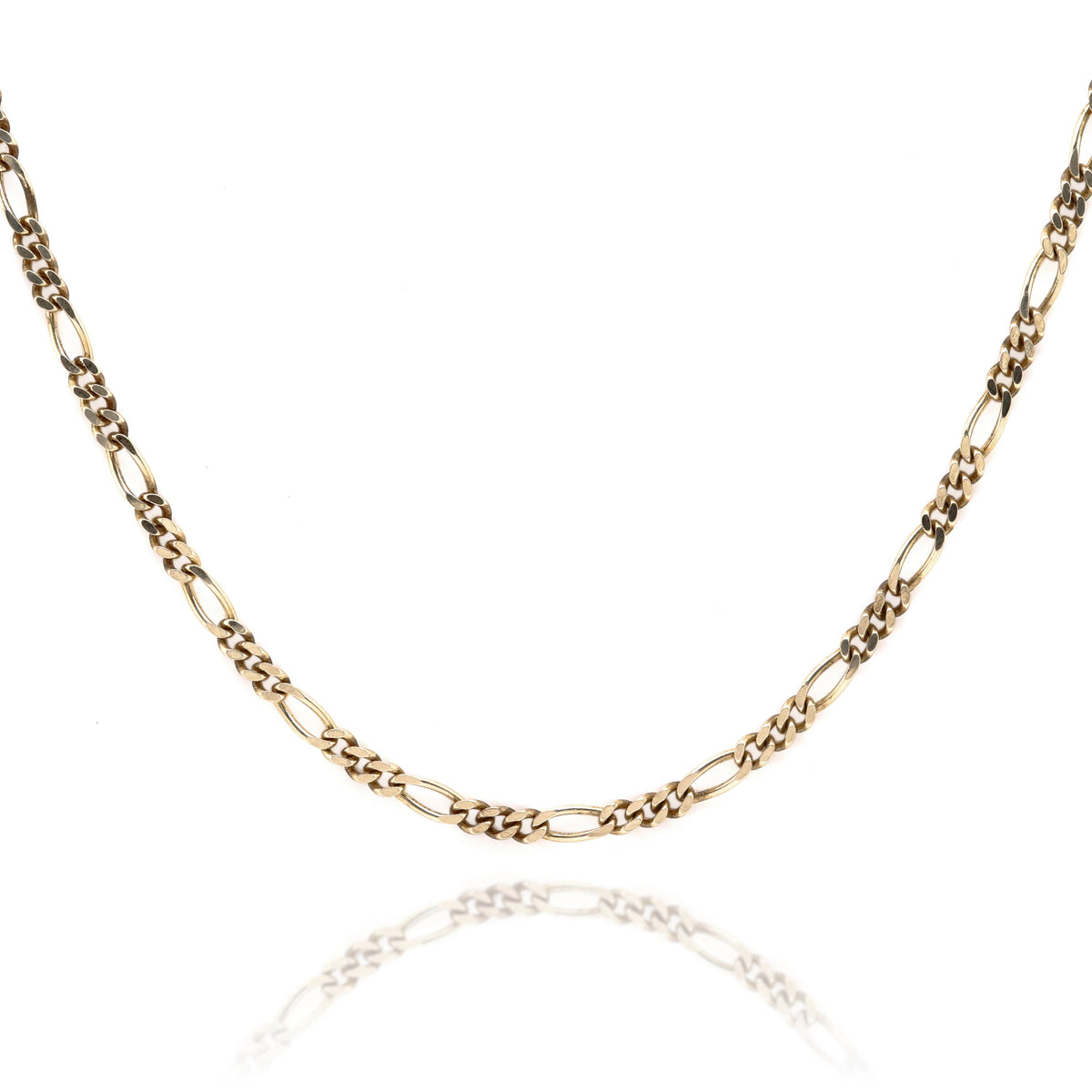 9ct Yellow Gold Diamond Cut 1 + 3 Figaro Chain 2.2mm X 55cm
