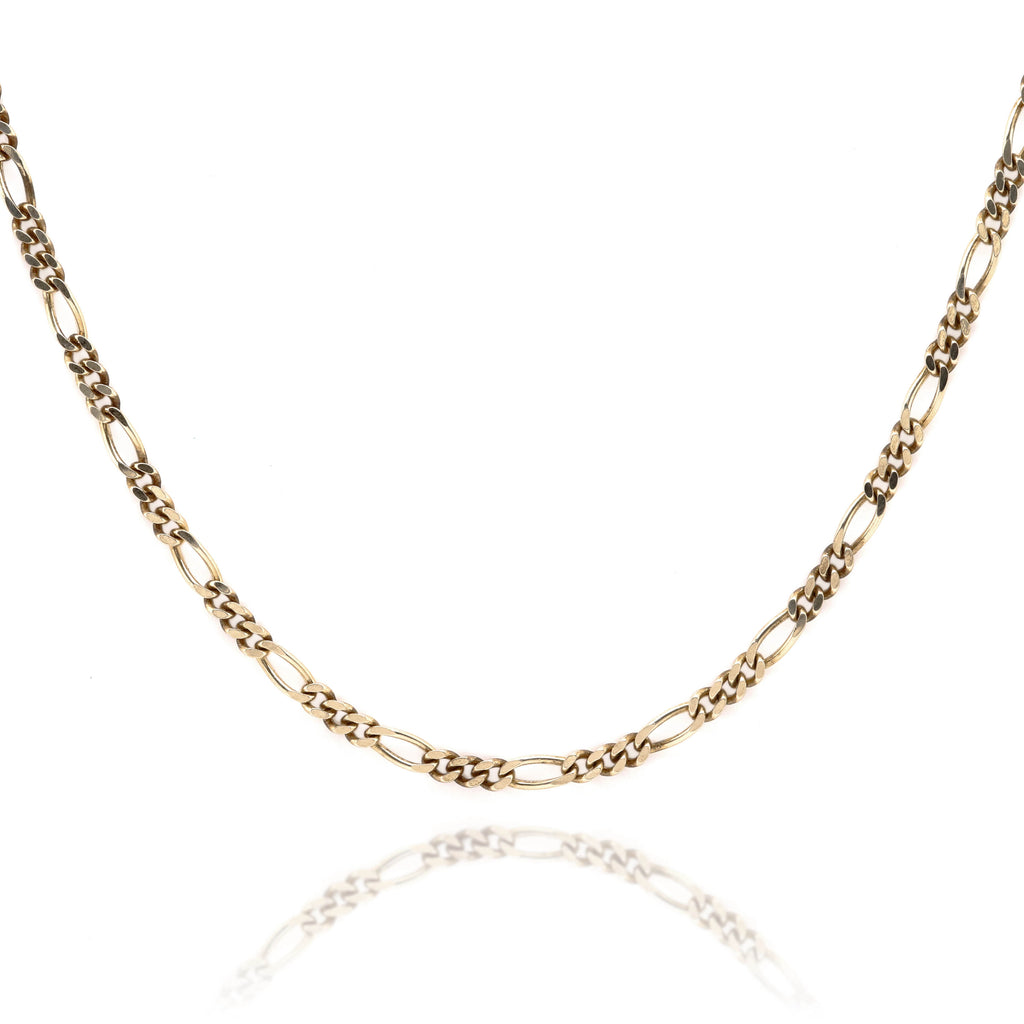 9ct Yellow Gold Diamond Cut 1 + 3 Figaro Chain 2.2mm X 55cm