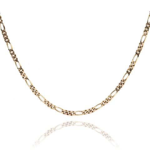 9ct Yellow Gold Diamond Cut 1 + 3 Figaro Chain 2.2mm X 55cm