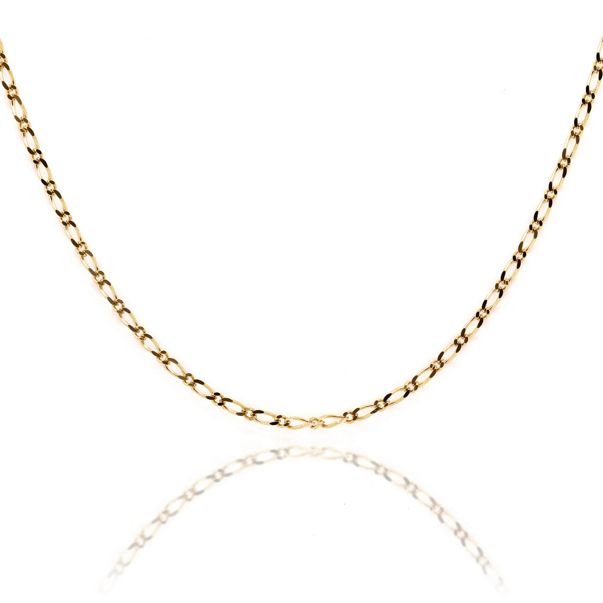 9ct Yellow Gold Diamond Cut 1 + 1 Figaro Chain 1.4mm X 45cm