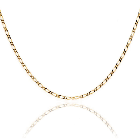 9ct Yellow Gold Diamond Cut 1 + 1 Figaro Chain 1.4mm X 45cm