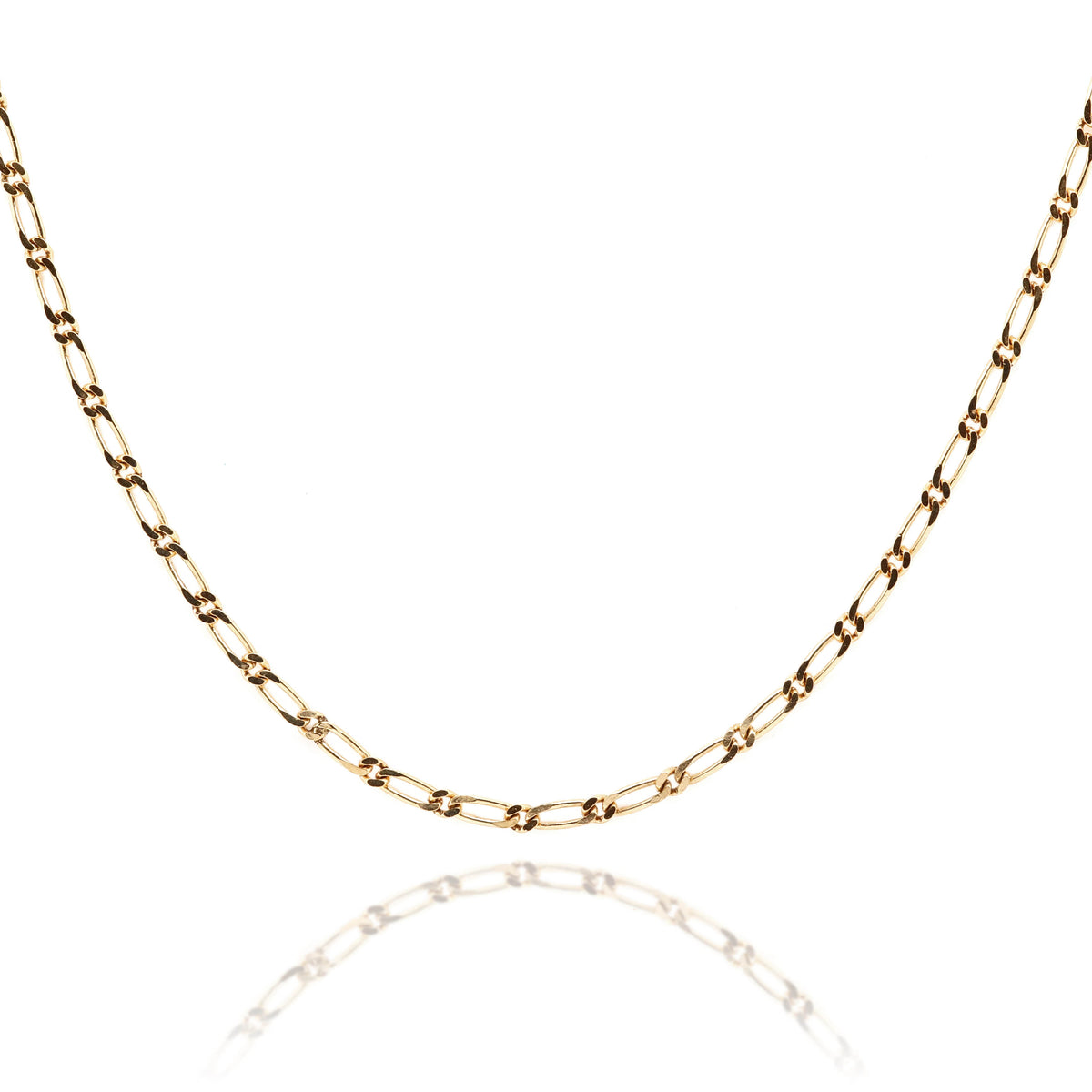 9ct Yellow Gold Diamond Cut 1 + 1 Figaro Chain 1.9mm 50cm