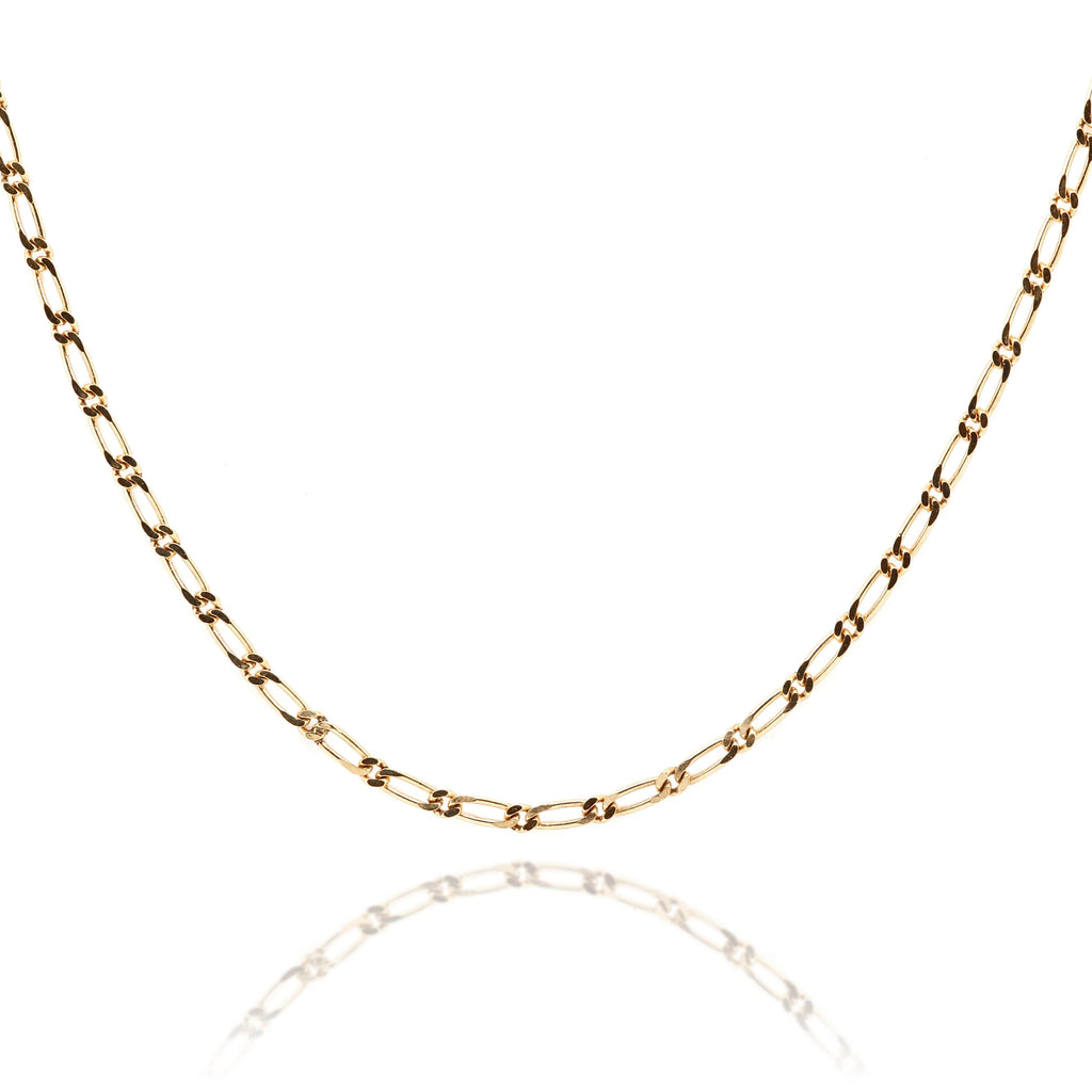 9ct Yellow Gold Diamond Cut 1 + 1 Figaro Chain 1.9mm 50cm