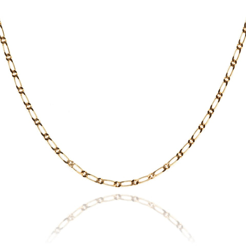 9ct Yellow Gold Diamond Cut 1 + 1 Figaro Chain 1.9mm 50cm