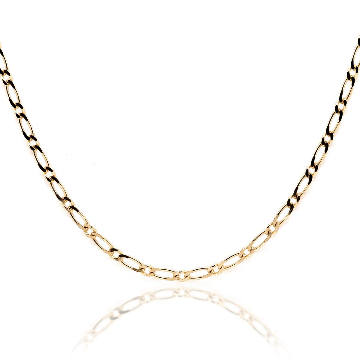9ct Yellow Gold Diamond Cut 1 + 1 Figaro Chain 2.2mm X 50cm