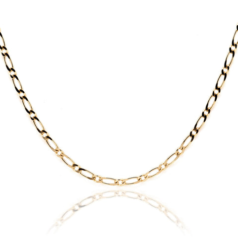 9ct Yellow Gold Diamond Cut 1 + 1 Figaro Chain 2.2mm X 50cm