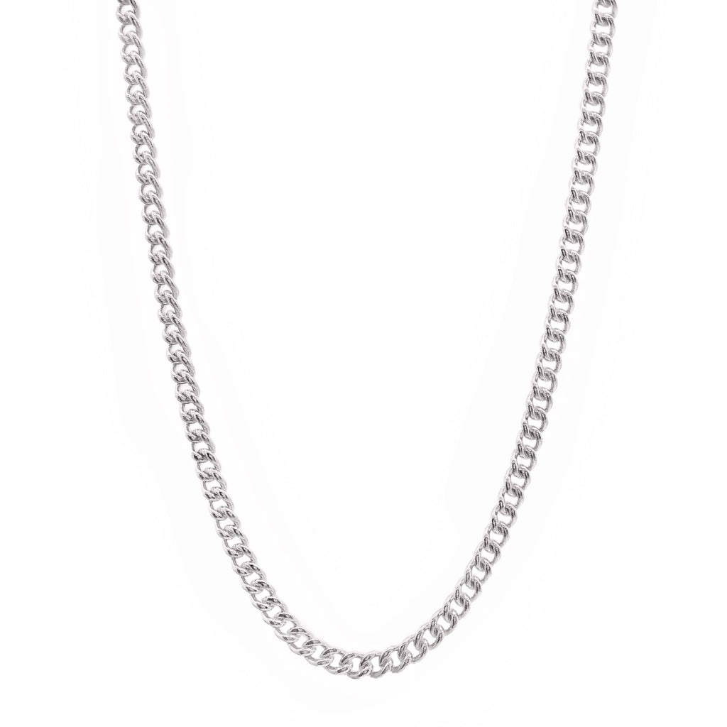 9ct White Gold Round Curb Link Chain 1.2mm X 45cm