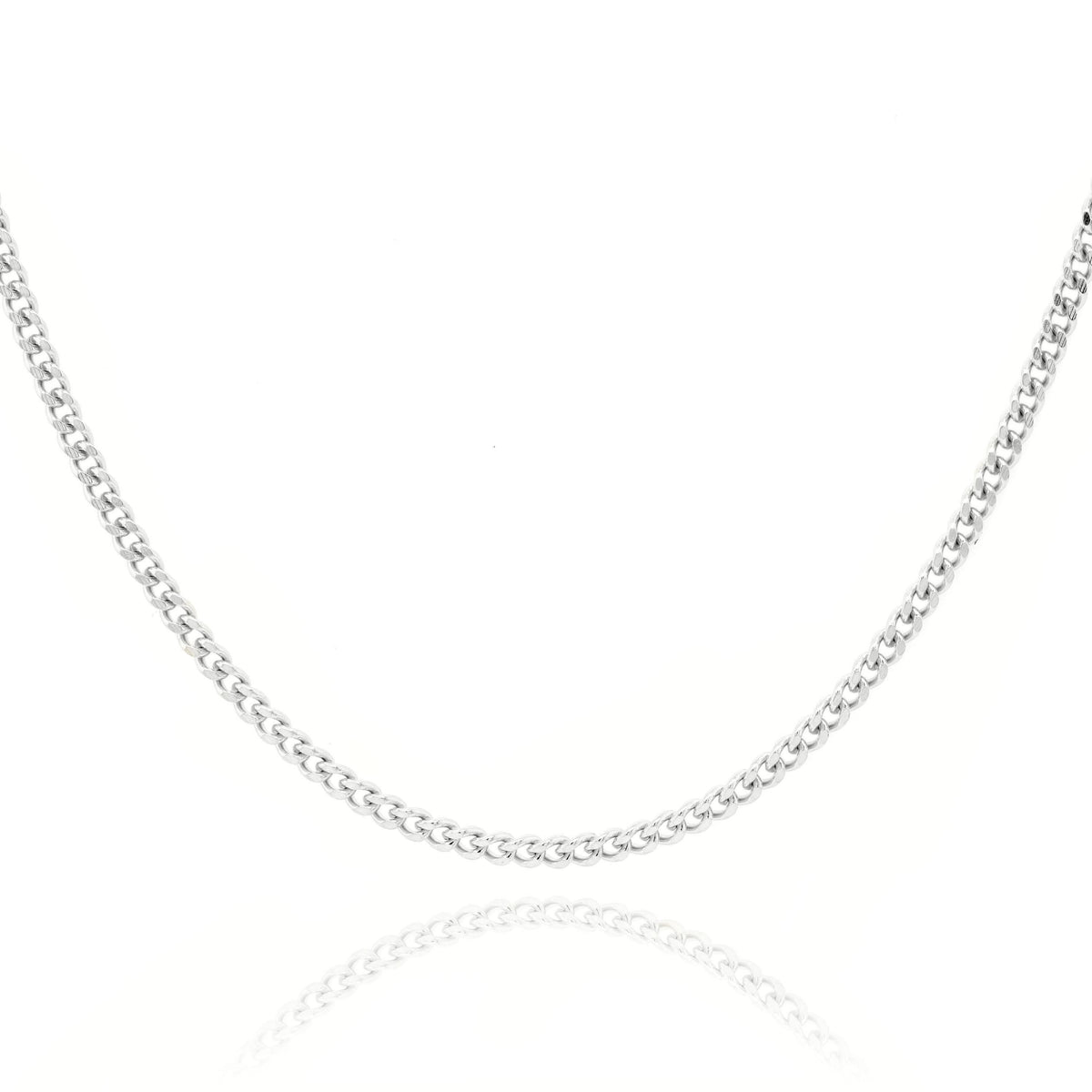 9ct White Gold Diamond Cut Curb Chain 1.2mm X 38cm