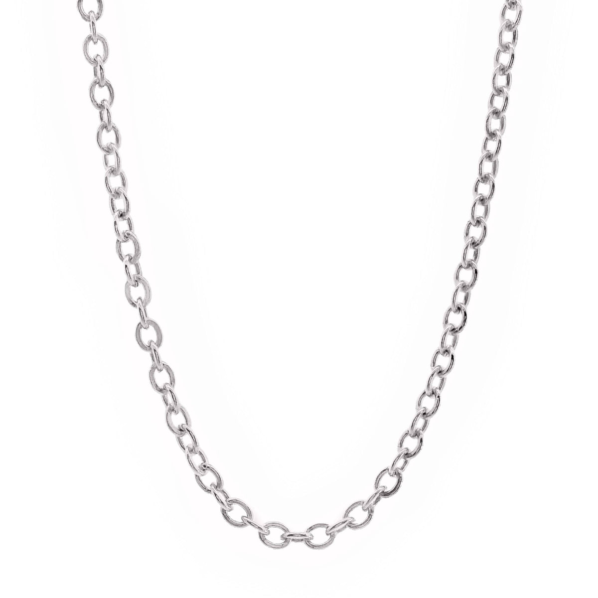 9ct White Gold Hammered Cable Link Chain 1.5mm X 38cm