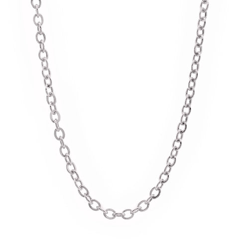 9ct White Gold Hammered Cable Link Chain 1.5mm X 50cm