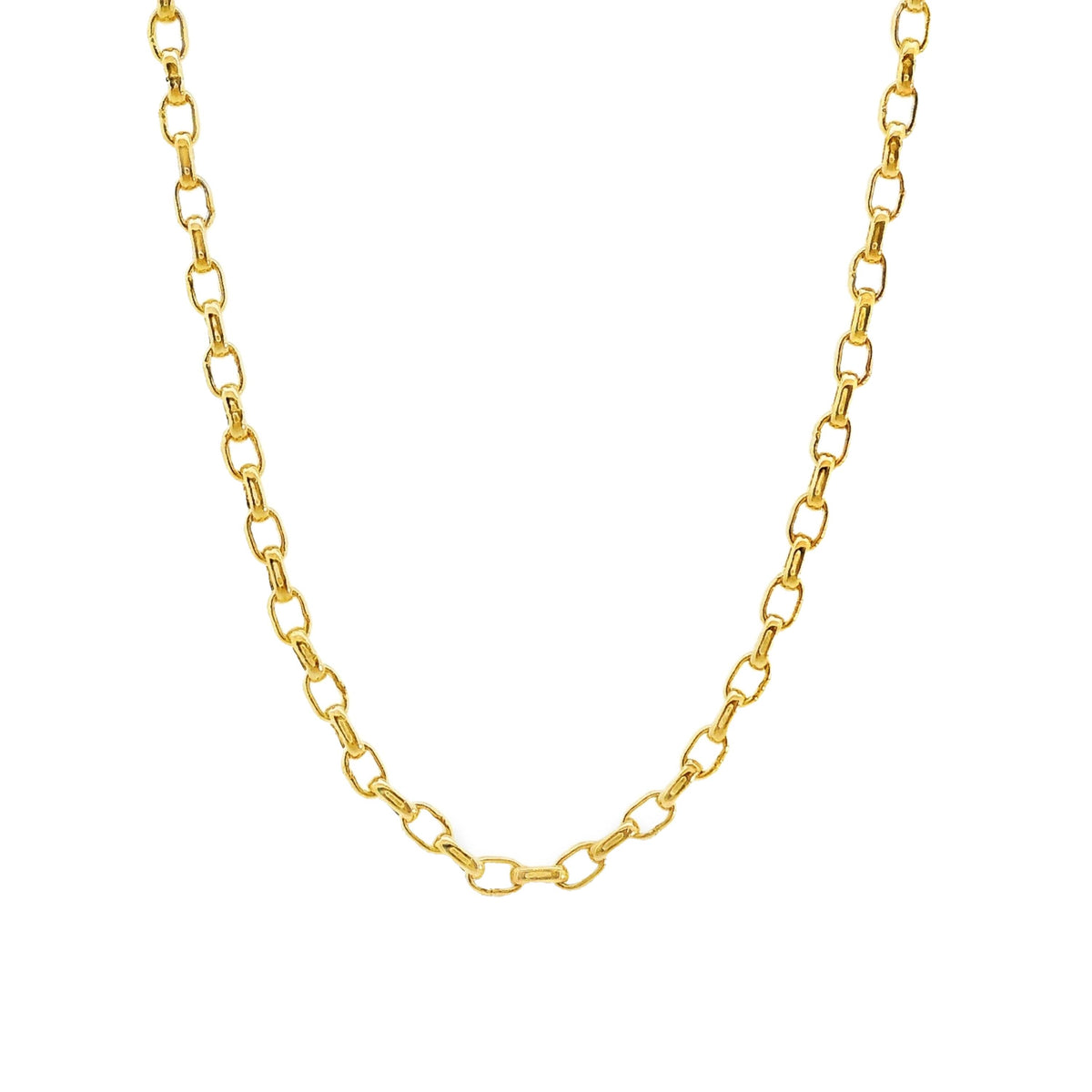 9ct Yellow Gold Oval Belcher Link Chain 1.5mm 45cm